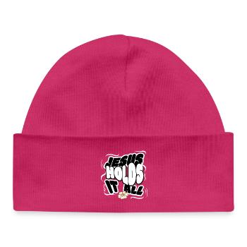 Jesus Holds It All Christian Encouragement Faith - Baby Organic Beanie - hot pink - Front