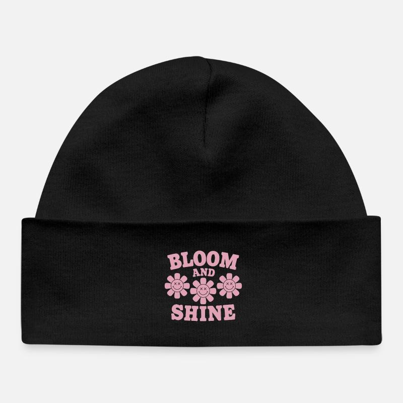 Fleurir et briller Joyeuse florale - Bonnet bébé bio - noir