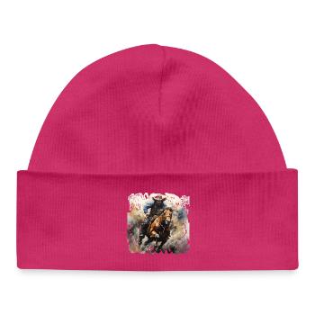 Wild West Rider Dynamic Painting Style - Baby Organic Beanie - hot pink - Front