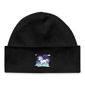 Pastel Unicorn Starry Sky - Baby Organic Beanie - black - Front