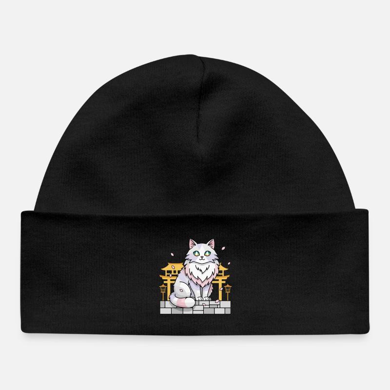 Anime Cat Japan Kawaii Vector - Bonnet bébé bio - noir
