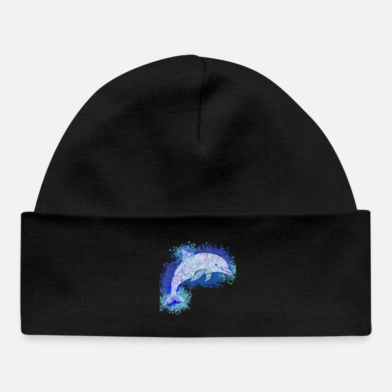 Zentangle Dolphin - Bonnet bébé bio - noir