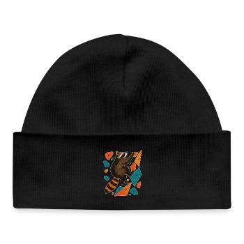 Bouldern Waschbär Klettern Motivation Geschenk - Baby Organic Mütze - Schwarz - Vorne