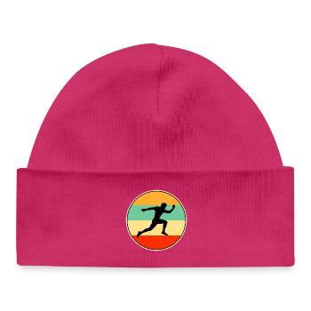 Coureur masculin Retro Sunset Vintage Sport Sport Gif - Bonnet bébé bio - hot pink - Devant