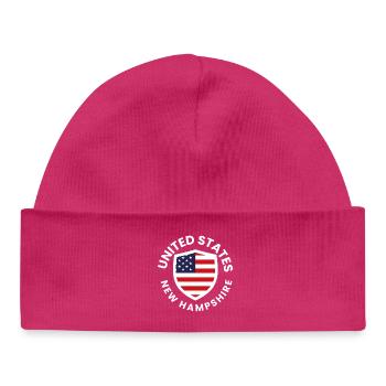 New Hampshire Shield with American Flag - Baby Organic Beanie - hot pink - Front
