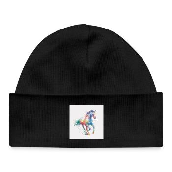 Explosion aquarelle du cheval arc-en-ciel - Bonnet bébé bio - noir - Devant