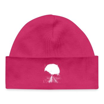 Railway Drawing - Baby Organic Beanie - hot pink - Front