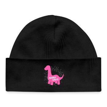 Nanasaur Pink Dinosaur Grandma Family - Baby Organic Beanie - black - Front