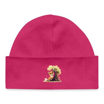 Waldfuchs am goldenen Baum - Baby Organic Mütze - hot Pink - Vorne