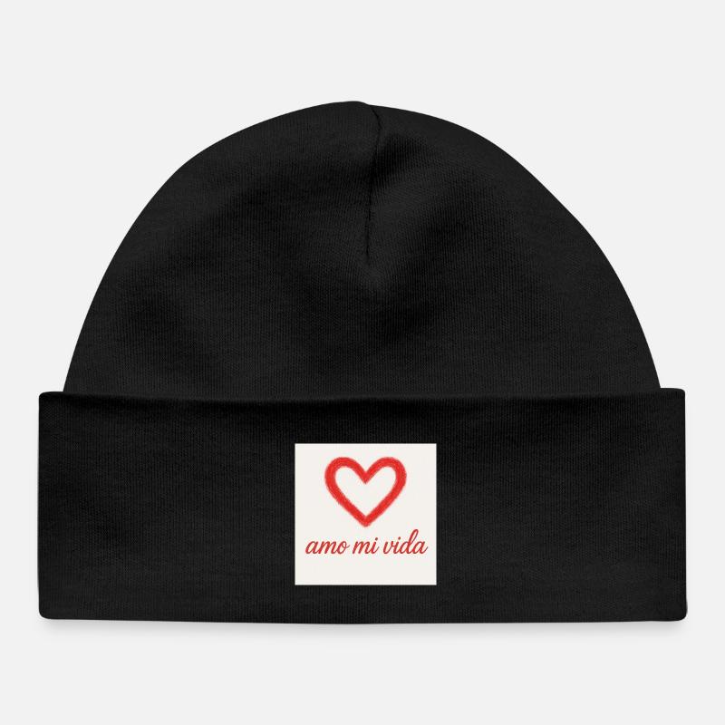 Cœur d’amour Amour Ma vie - Bonnet bébé bio - noir
