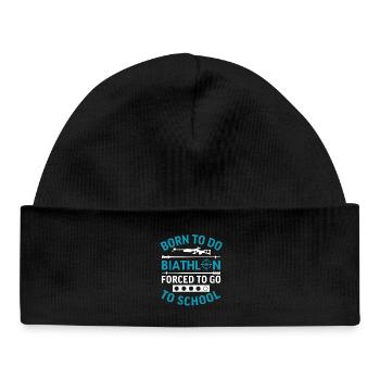 Né pour faire du biathlon, forcé d’aller à l’école - Bonnet bébé bio - noir - Devant