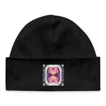 Circle Mandala Reflet en couleurs néon - Bonnet bébé bio - noir - Devant