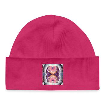 Kreismandala Reflexion in Neonfarben - Baby Organic Mütze - hot Pink - Vorne