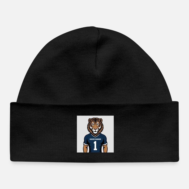 Tiger Mascot Jersey Print - Baby Organic Beanie - black