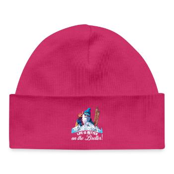 Ski, ski, la vie est meilleure sur les planches - Bonnet bébé bio - hot pink - Devant