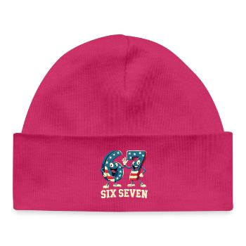 US Flag 67 Memes Six Seven - Baby Organic Beanie - hot pink - Front