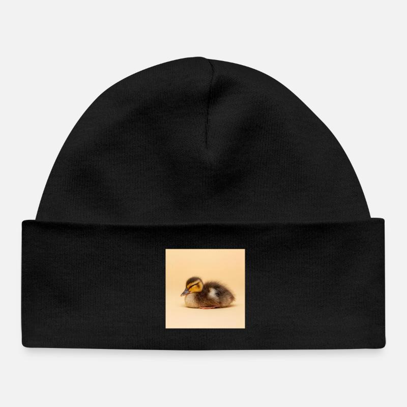 Poussin doré sur fond crème - Bonnet bébé bio - noir