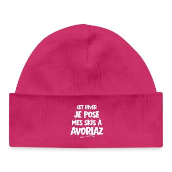 Avoriaz, station de ski, ski - Bonnet bébé bio - hot pink - Devant