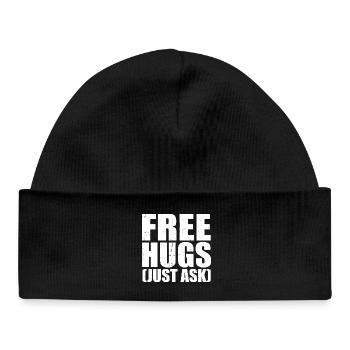 Free Hugs Just Ask Distressed Text - Baby Organic Beanie - black - Front