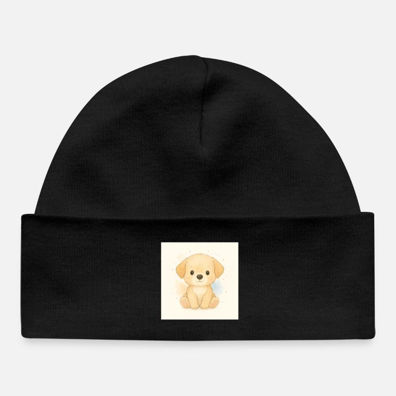 Kindermotiv_Welpen - Bonnet bébé bio - noir