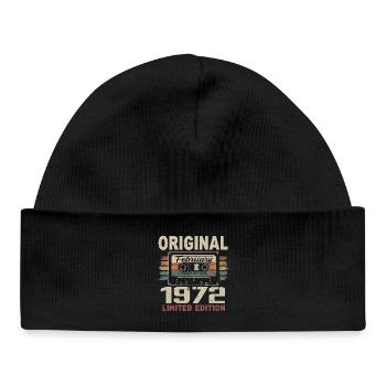 February 1972, February 1972 Birthday Gift - Baby Organic Beanie - black - Front