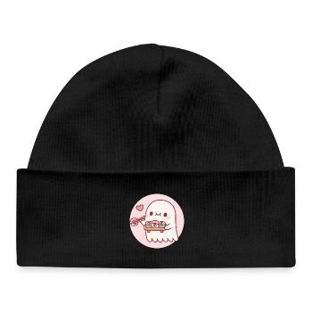 Cute Little Ghost Loves Sushi Rolls - Baby Organic Beanie - black - Front