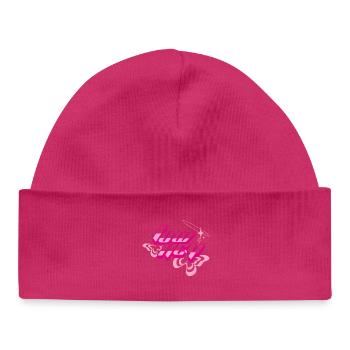 Glam Neon 80s Text - Baby Organic Beanie - hot pink - Front