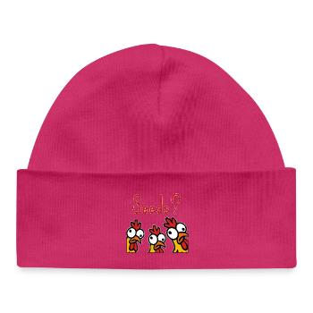 Crazy Chickens Eating Grains Hobby - Baby Organic Beanie - hot pink - Front