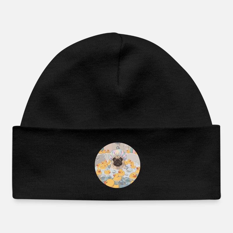 Mops in the bubble bath - Baby Organic Beanie - black