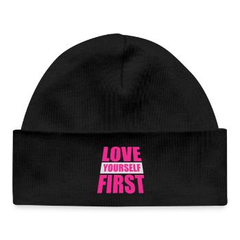 Love Yourself First Self-Love Self-Care - Baby Organic Beanie - black - Front