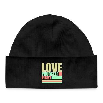 Love Yourself First Self-Love Self-Care - Baby Organic Beanie - black - Front