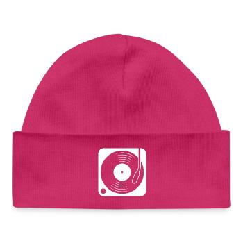 Plattenspieler mit Vinylalbum - Baby Organic Mütze - hot Pink - Vorne