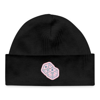Heart cube in pastel pink - Baby Organic Beanie - black - Front