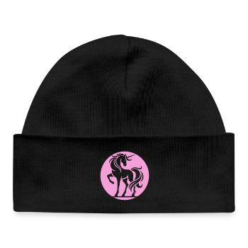 Cercle de la silhouette de la licorne rose - Bonnet bébé bio - noir - Devant