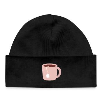 Pastel Pink Tea Mug Illustration - Baby Organic Beanie - black - Front