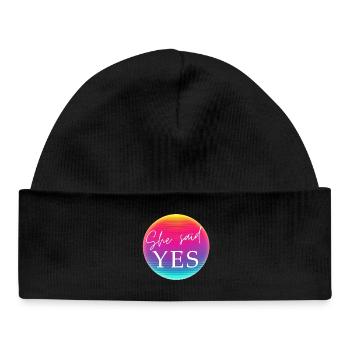 SHE SAID YES! Cool Neon Kreis Personalisierbar - Bonnet bébé bio - noir - Devant