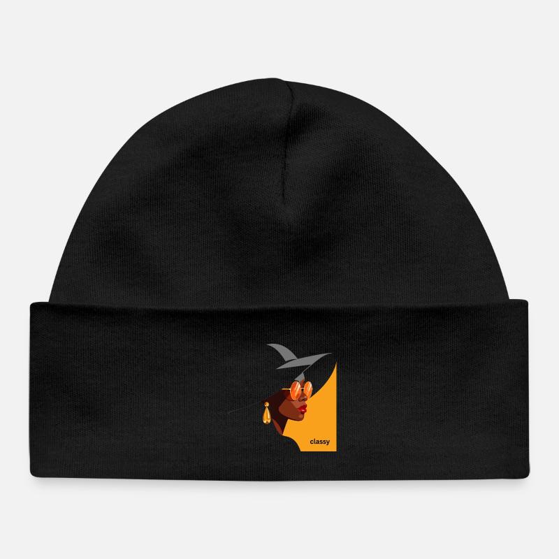 Femme élégante avec chapeau et lunettes de soleil - Bonnet bébé bio - noir