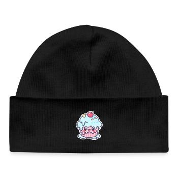 Kawaii Cupcake with Blue Frosting - Baby Organic Beanie - black - Front