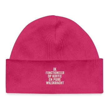 Coffee and Willekracht Quote - Baby Organic Beanie - hot pink - Front