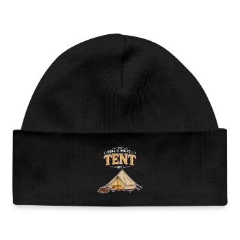Camping Tent Humour Quote Home Is Where I Tent - Baby Organic Beanie - black - Front
