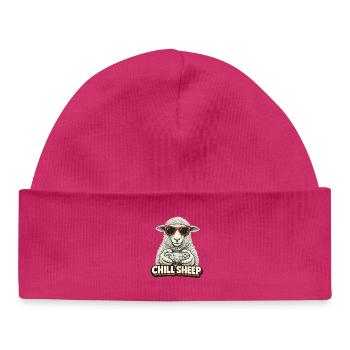 Chill Sheep with Controller - Baby Organic Beanie - hot pink - Front