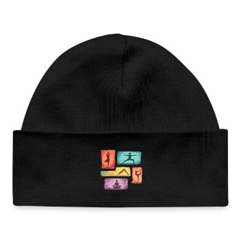Yoga silhouettes in color blocks - Baby Organic Beanie - black - Front