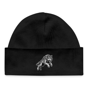Wild Wolf Race Maskottchen Alpha Wolf - Baby Organic Mütze - Schwarz - Vorne