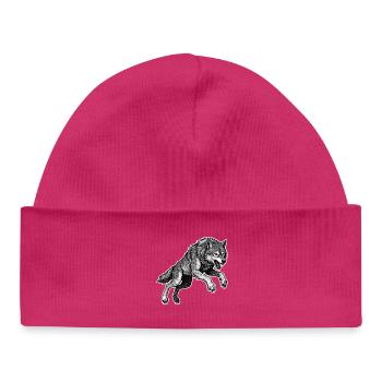 Wild Wolf Race Mascot Alpha Wolf - Baby Organic Beanie - hot pink - Front