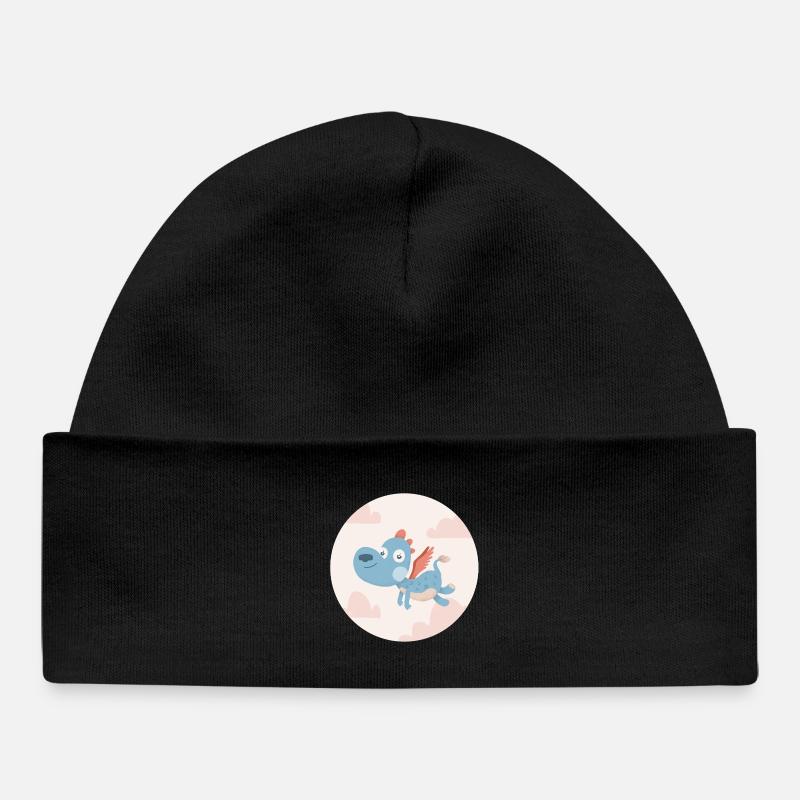 dragon bleu - Bonnet bébé bio - noir