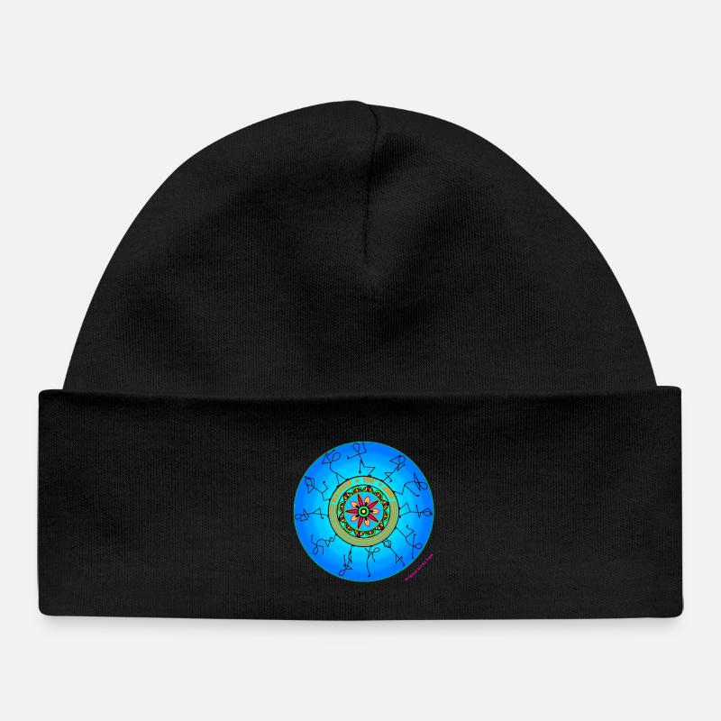 Release the Vibe - Art mandala dessiné à la main - Bonnet bébé bio - noir