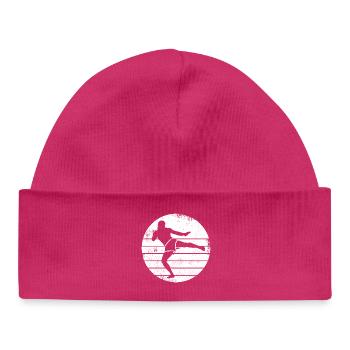 Kickboxer Drawing - Baby Organic Beanie - hot pink - Front