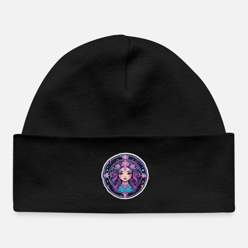 Femme astrale florale - Bonnet bébé bio - noir