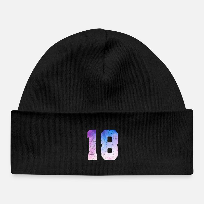 numéro 18 – Cadeau anniversaire 18 ans - Bonnet bébé bio - noir