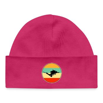 Silhouette rétro de plongeur Vintage Sunset - Bonnet bébé bio - hot pink - Devant